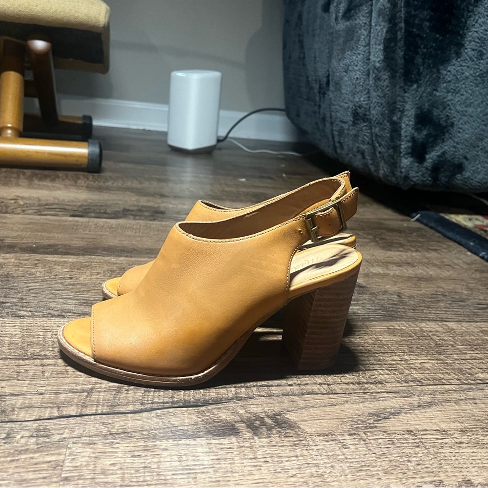Madewell Brand Brown Leather with Wooden Heel